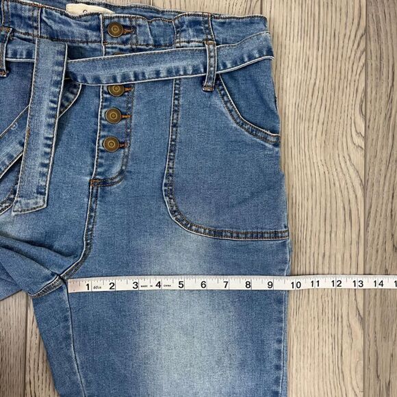 Chelsea & Violet Size 28 High Waist Paper Bag Belted Taper Leg Stretch Mom Jeans - Picture 13 of 14